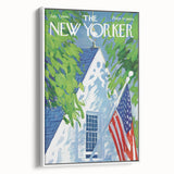 Vintage New Yorker Poster - American Flag on Balcony Wall Art Print