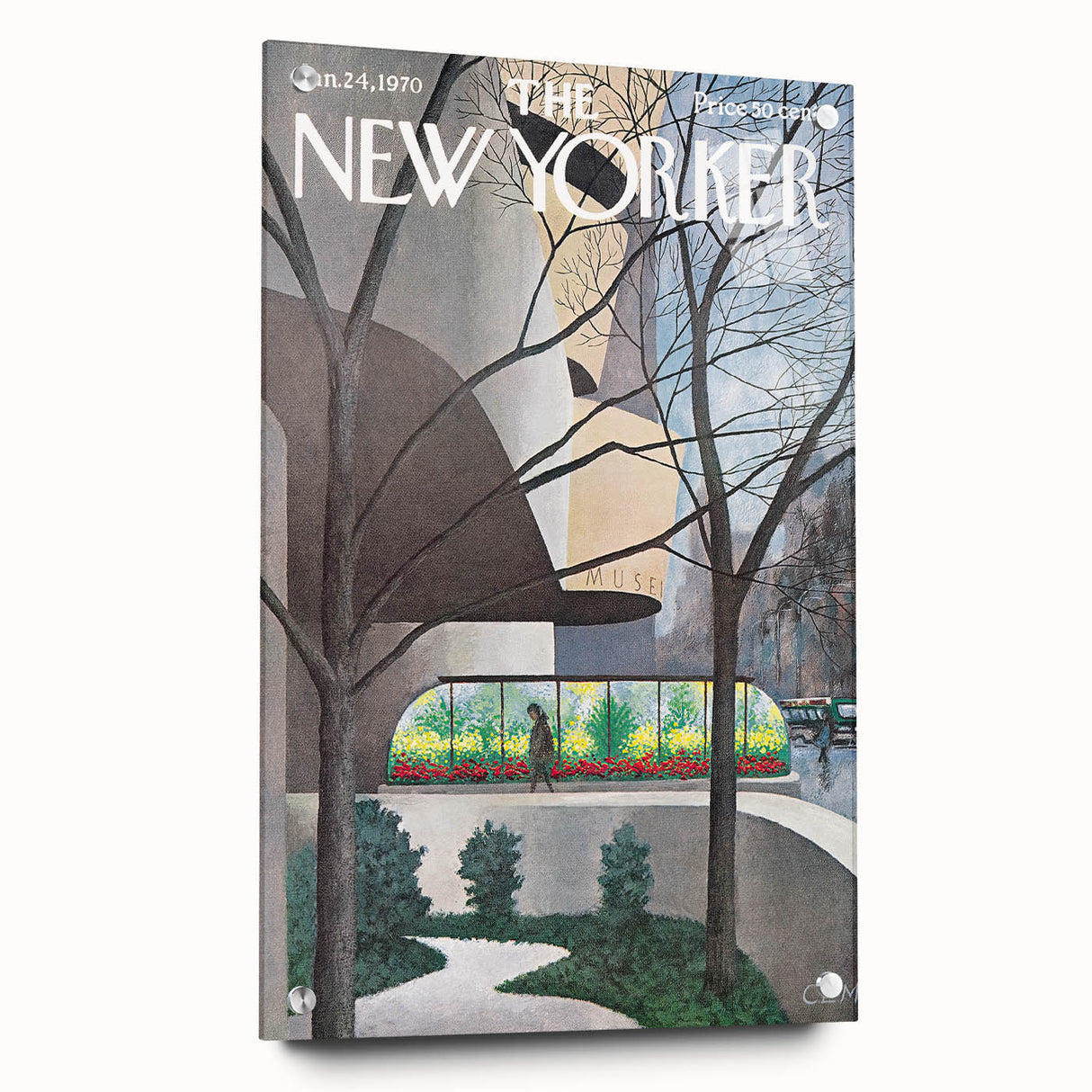 Vintage New Yorker Poster - Museum with Garden View Wall Art Print