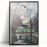 Vintage New Yorker Poster - Museum with Garden View Wall Art Print