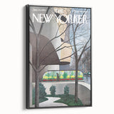 Vintage New Yorker Poster - Museum with Garden View Wall Art Print