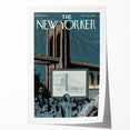 Vintage New Yorker Poster - Outdoor Movie Night at Brooklyn Bridge Wall Art Print
