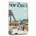 Vintage New Yorker Poster - Family Road Trip on the Bridge Wall Art Print