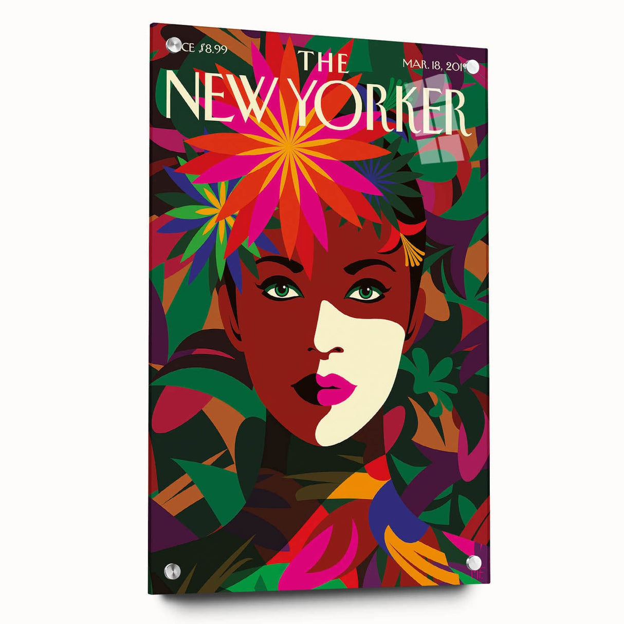 New Yorker Magazine Cover Art - Floral Face Vintage Poster