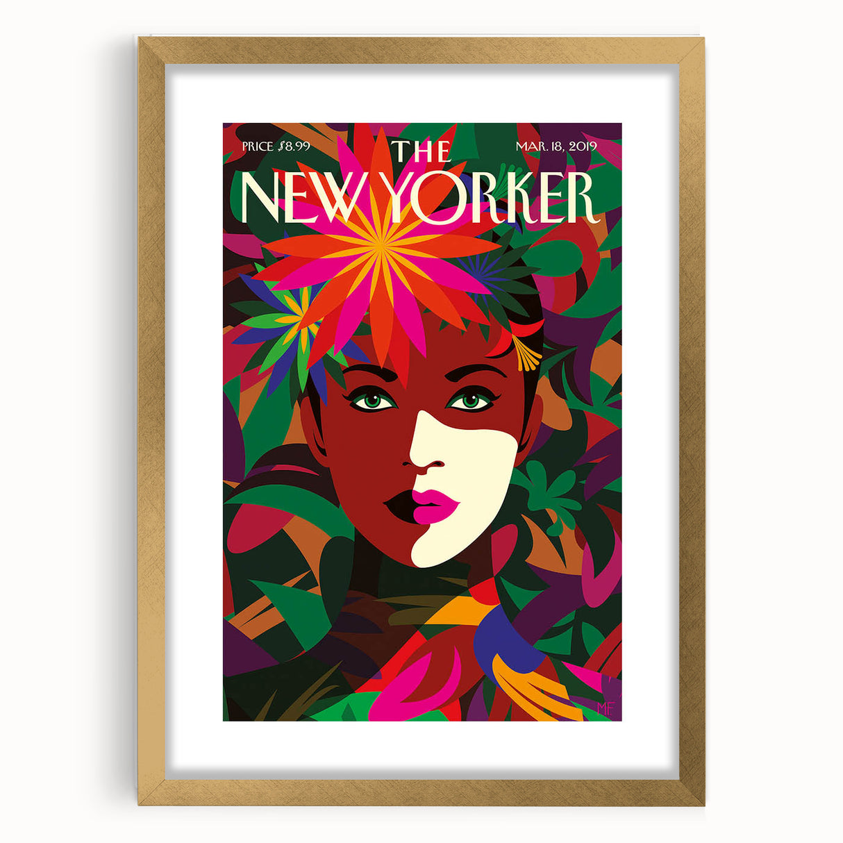 New Yorker Magazine Cover Art - Floral Face Vintage Poster