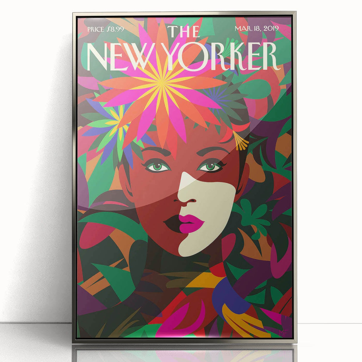 New Yorker Magazine Cover Art - Floral Face Vintage Poster