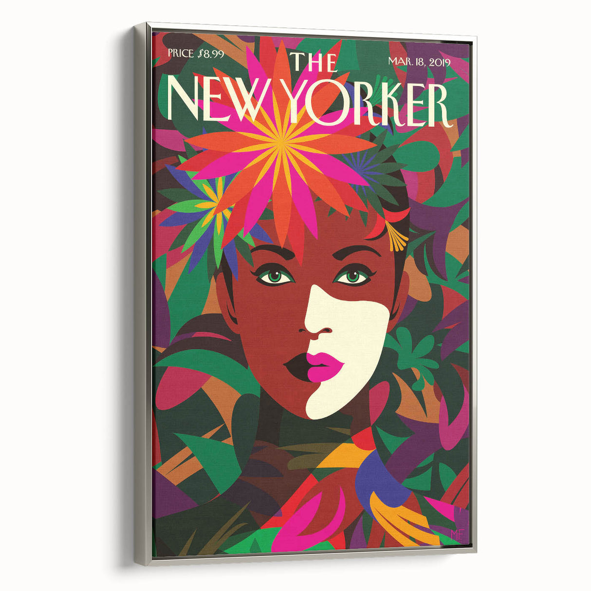 New Yorker Magazine Cover Art - Floral Face Vintage Poster