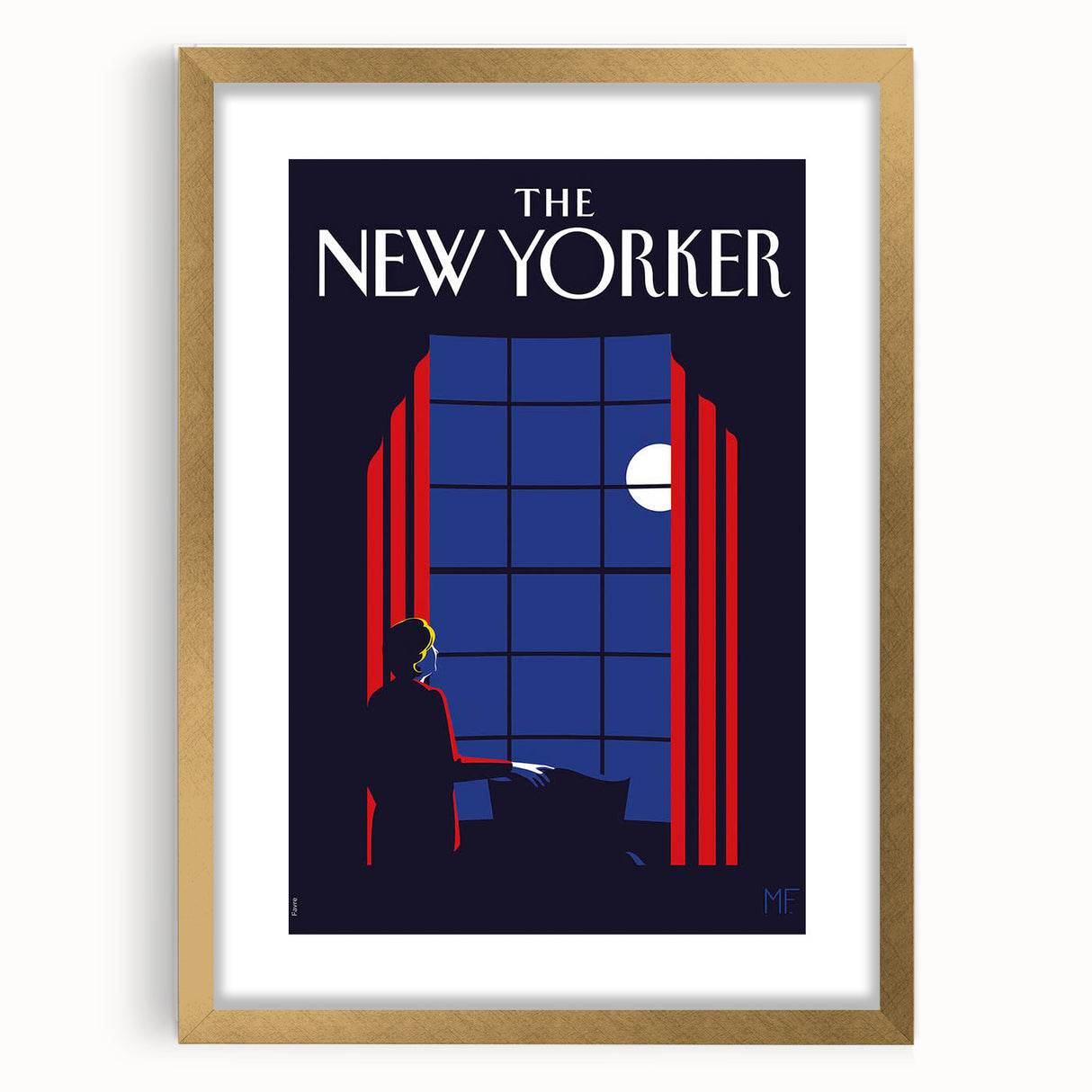 Vintage New Yorker Poster - Moonlit Night by the Window Wall Art Print