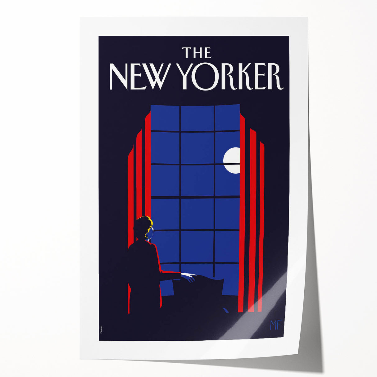 Vintage New Yorker Poster - Moonlit Night by the Window Wall Art Print