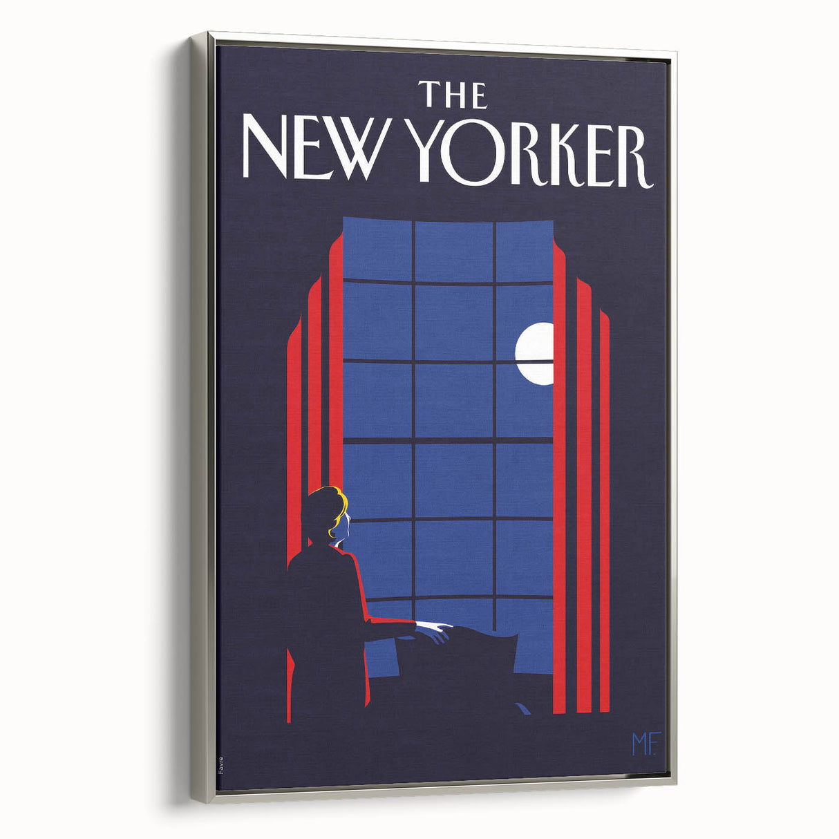 Vintage New Yorker Poster - Moonlit Night by the Window Wall Art Print