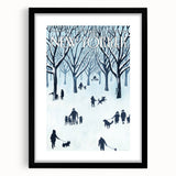 Vintage New Yorker Poster - Snowy Walk in the Park with Dogs Wall Art