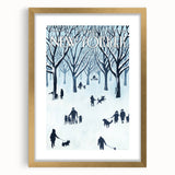 Vintage New Yorker Poster - Snowy Walk in the Park with Dogs Wall Art