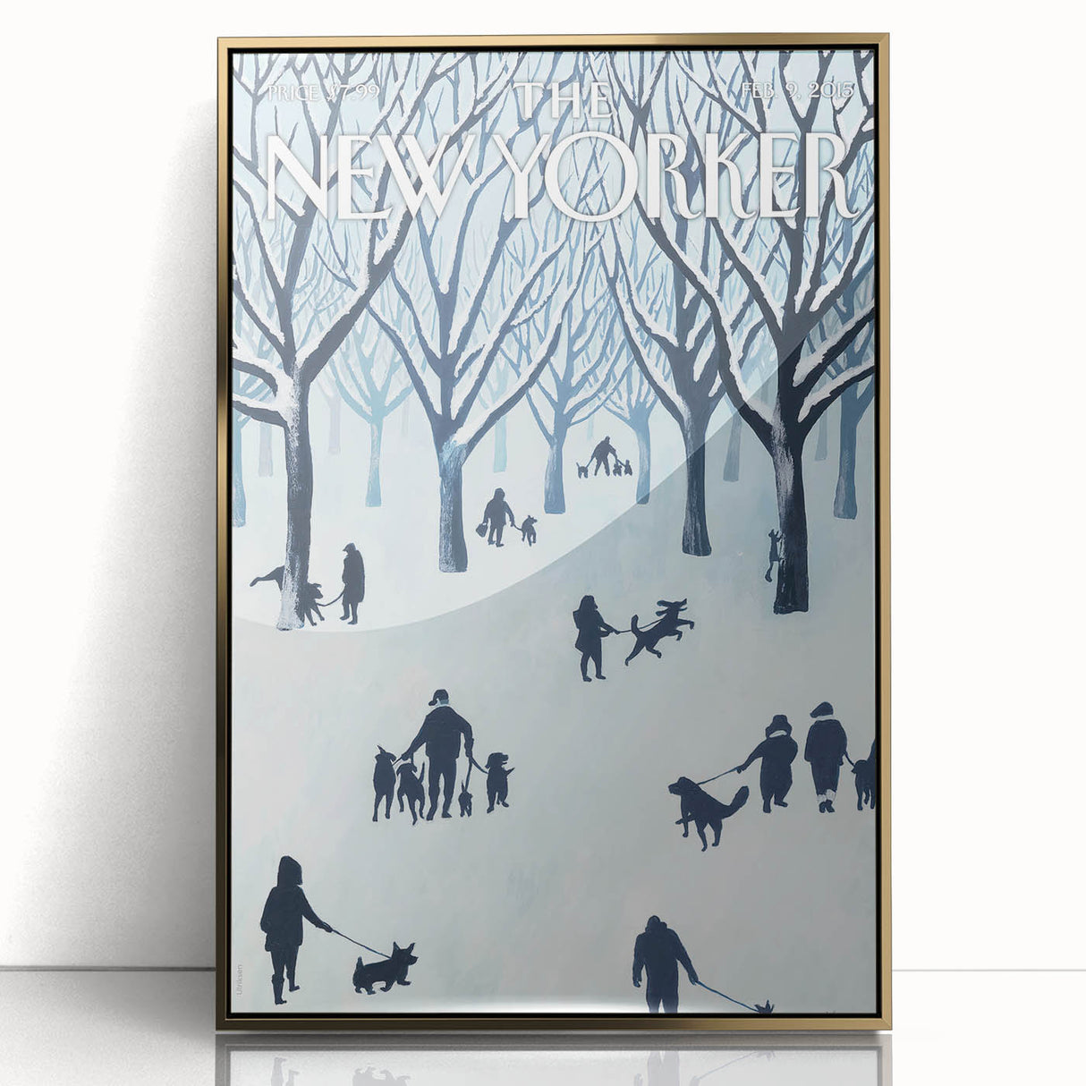 Vintage New Yorker Poster - Snowy Walk in the Park with Dogs Wall Art