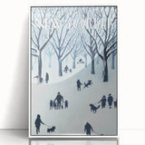 Vintage New Yorker Poster - Snowy Walk in the Park with Dogs Wall Art