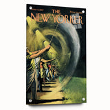 Vintage New Yorker Poster - Nighttime Street Sweeping Scene Wall Art