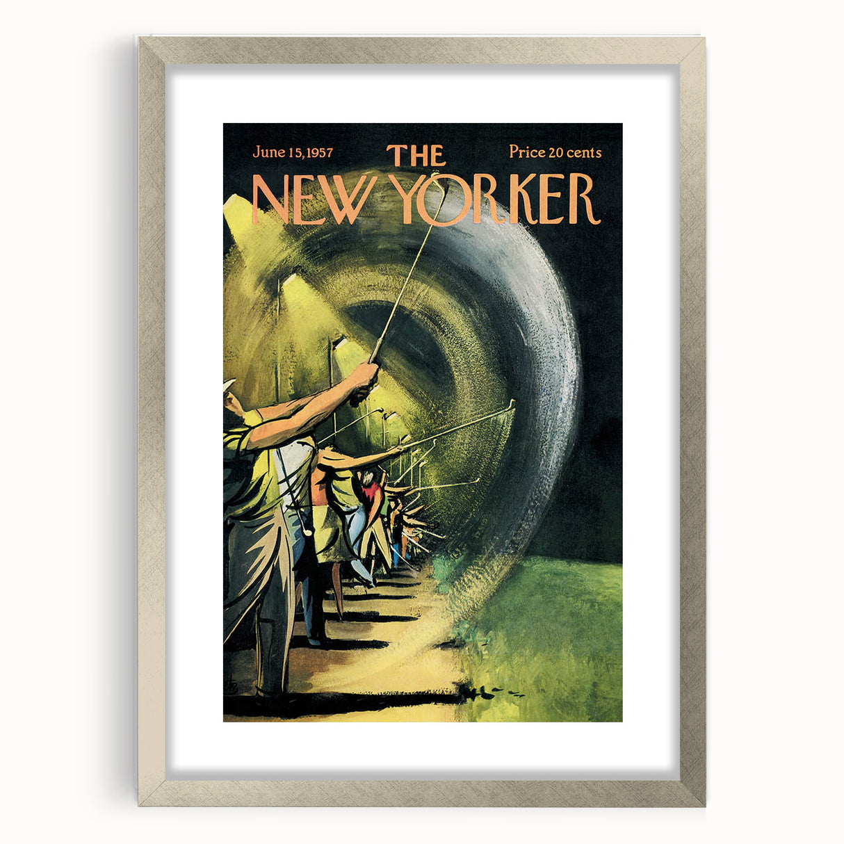 Vintage New Yorker Poster - Nighttime Street Sweeping Scene Wall Art
