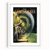 Vintage New Yorker Poster - Nighttime Street Sweeping Scene Wall Art