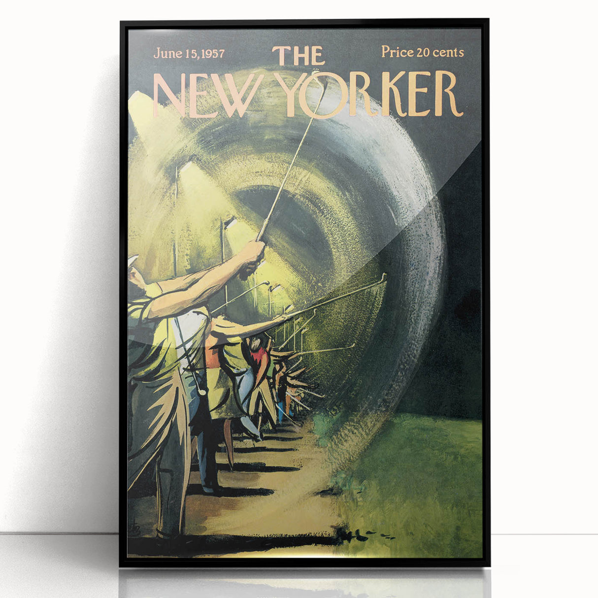 Vintage New Yorker Poster - Nighttime Street Sweeping Scene Wall Art
