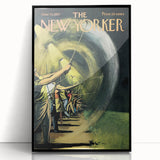Vintage New Yorker Poster - Nighttime Street Sweeping Scene Wall Art