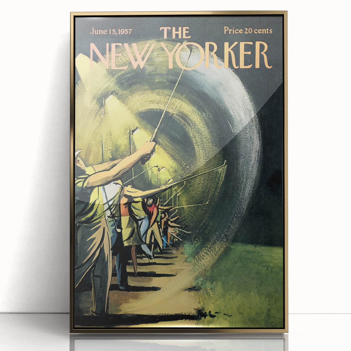 Vintage New Yorker Poster - Nighttime Street Sweeping Scene Wall Art