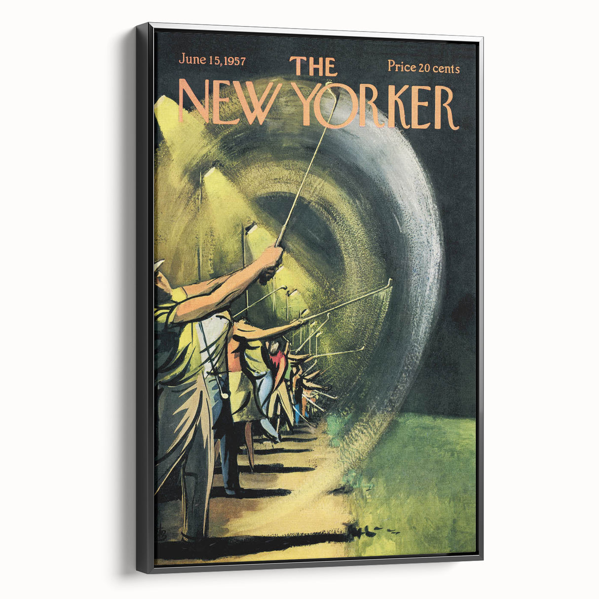 Vintage New Yorker Poster - Nighttime Street Sweeping Scene Wall Art