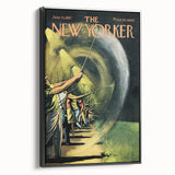 Vintage New Yorker Poster - Nighttime Street Sweeping Scene Wall Art