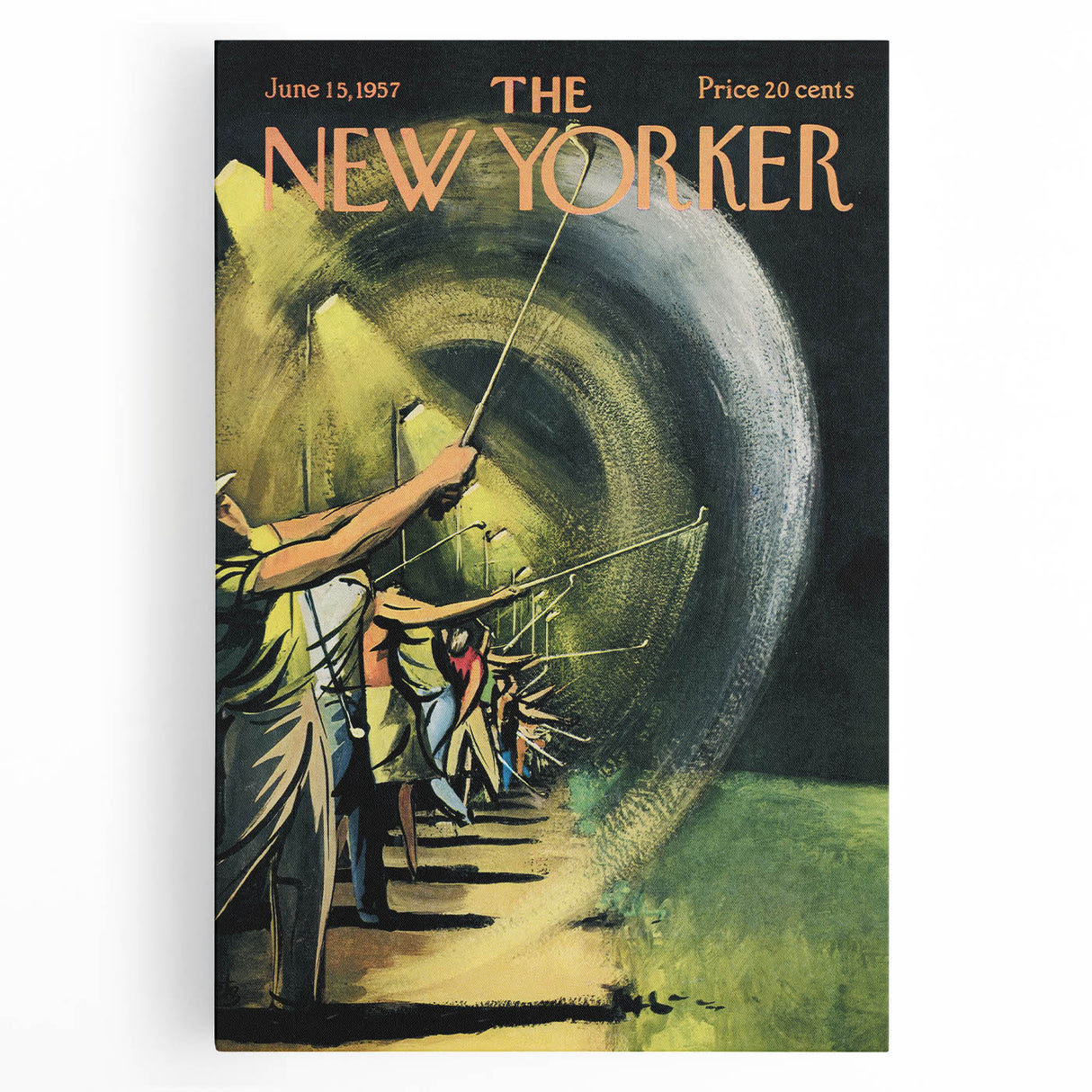 Vintage New Yorker Poster - Nighttime Street Sweeping Scene Wall Art