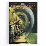 Vintage New Yorker Poster - Nighttime Street Sweeping Scene Wall Art