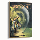 Vintage New Yorker Poster - Nighttime Street Sweeping Scene Wall Art
