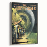 Vintage New Yorker Poster - Nighttime Street Sweeping Scene Wall Art