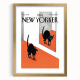 Vintage New Yorker Poster - Black Cat in Mirror Wall Art