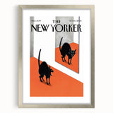 Vintage New Yorker Poster - Black Cat in Mirror Wall Art