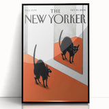 Vintage New Yorker Poster - Black Cat in Mirror Wall Art