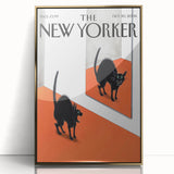 Vintage New Yorker Poster - Black Cat in Mirror Wall Art