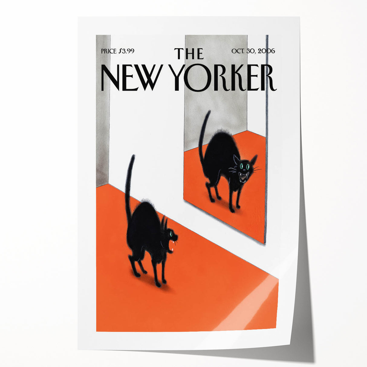 Vintage New Yorker Poster - Black Cat in Mirror Wall Art