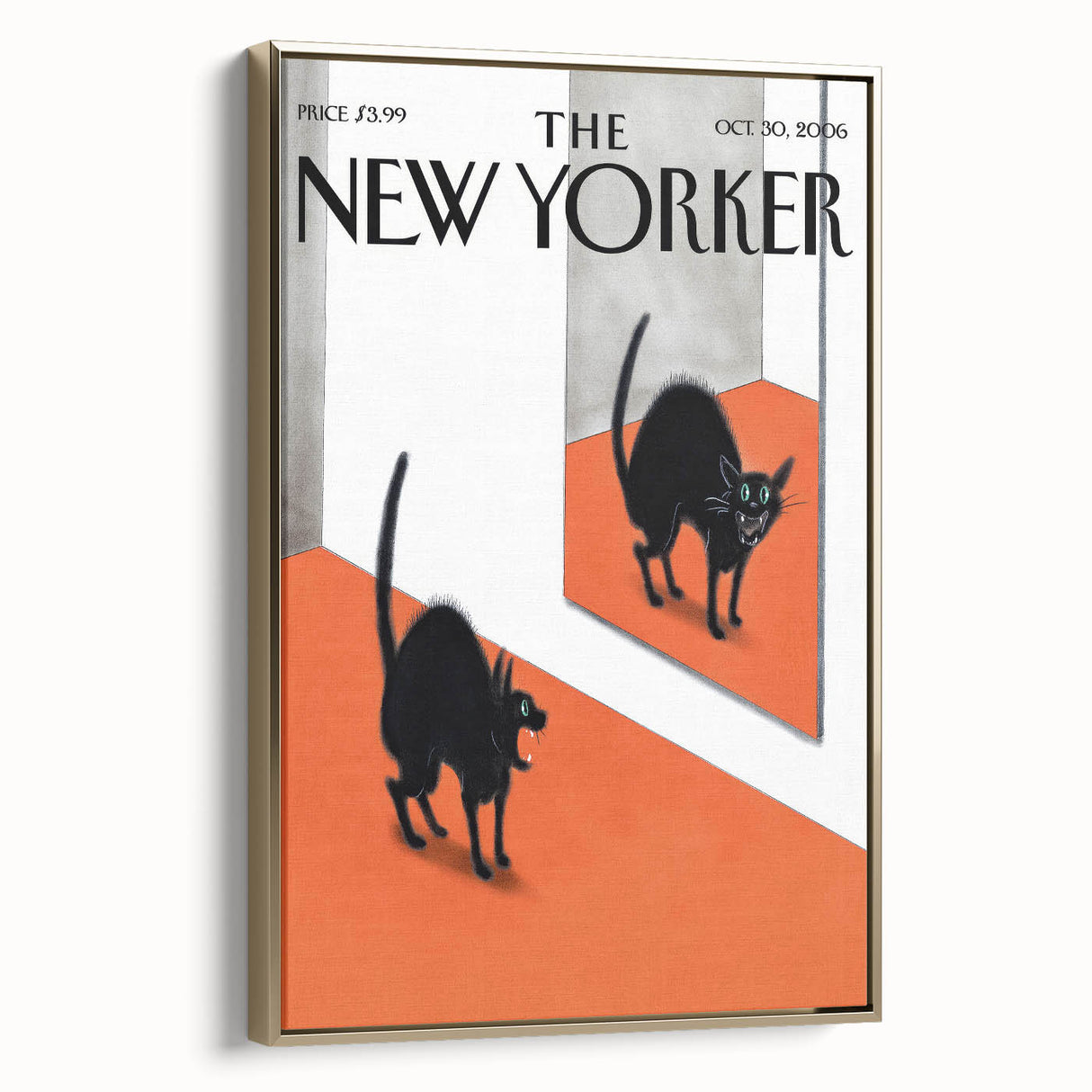 Vintage New Yorker Poster - Black Cat in Mirror Wall Art