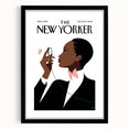 Elegant New Yorker Poster - Woman with Pink Flowers Wall Art