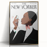 Elegant New Yorker Poster - Woman with Pink Flowers Wall Art