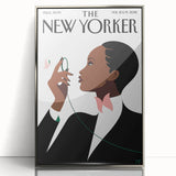 Elegant New Yorker Poster - Woman with Pink Flowers Wall Art