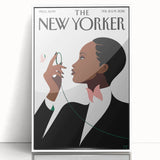 Elegant New Yorker Poster - Woman with Pink Flowers Wall Art
