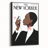 Elegant New Yorker Poster - Woman with Pink Flowers Wall Art