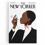 Elegant New Yorker Poster - Woman with Pink Flowers Wall Art