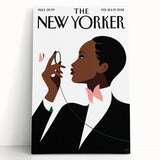 Elegant New Yorker Poster - Woman with Pink Flowers Wall Art