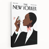 Elegant New Yorker Poster - Woman with Pink Flowers Wall Art