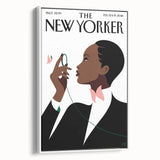 Elegant New Yorker Poster - Woman with Pink Flowers Wall Art