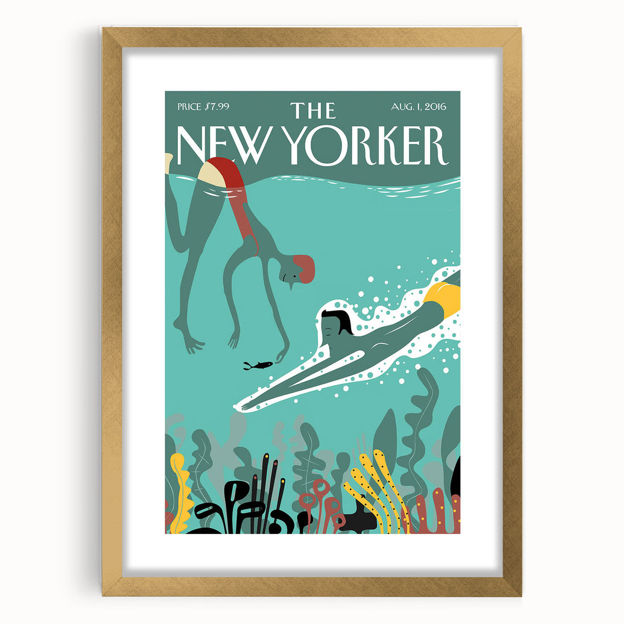 New Yorker Swimming Art - Underwater Scene Wall Decor