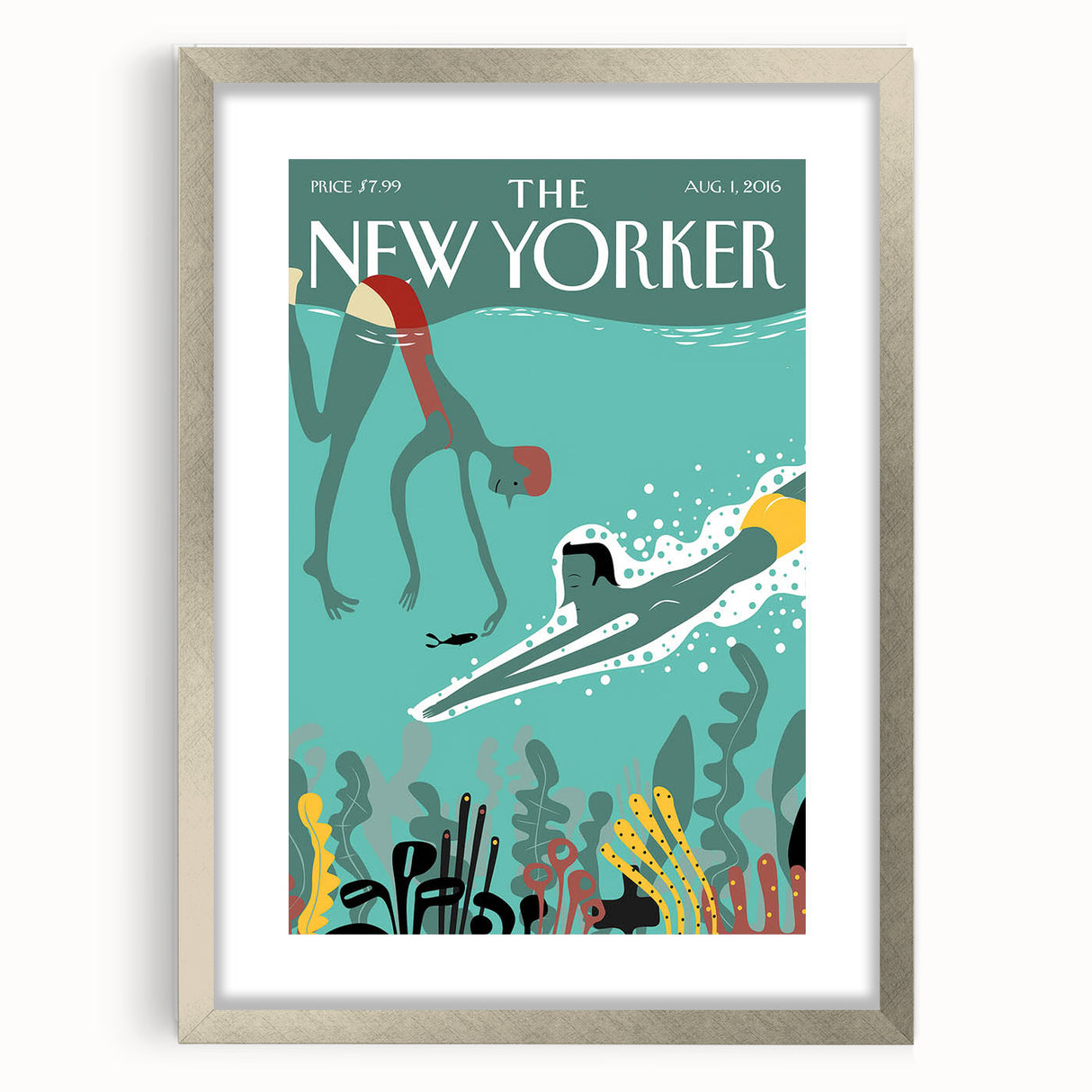 New Yorker Swimming Art - Underwater Scene Wall Decor