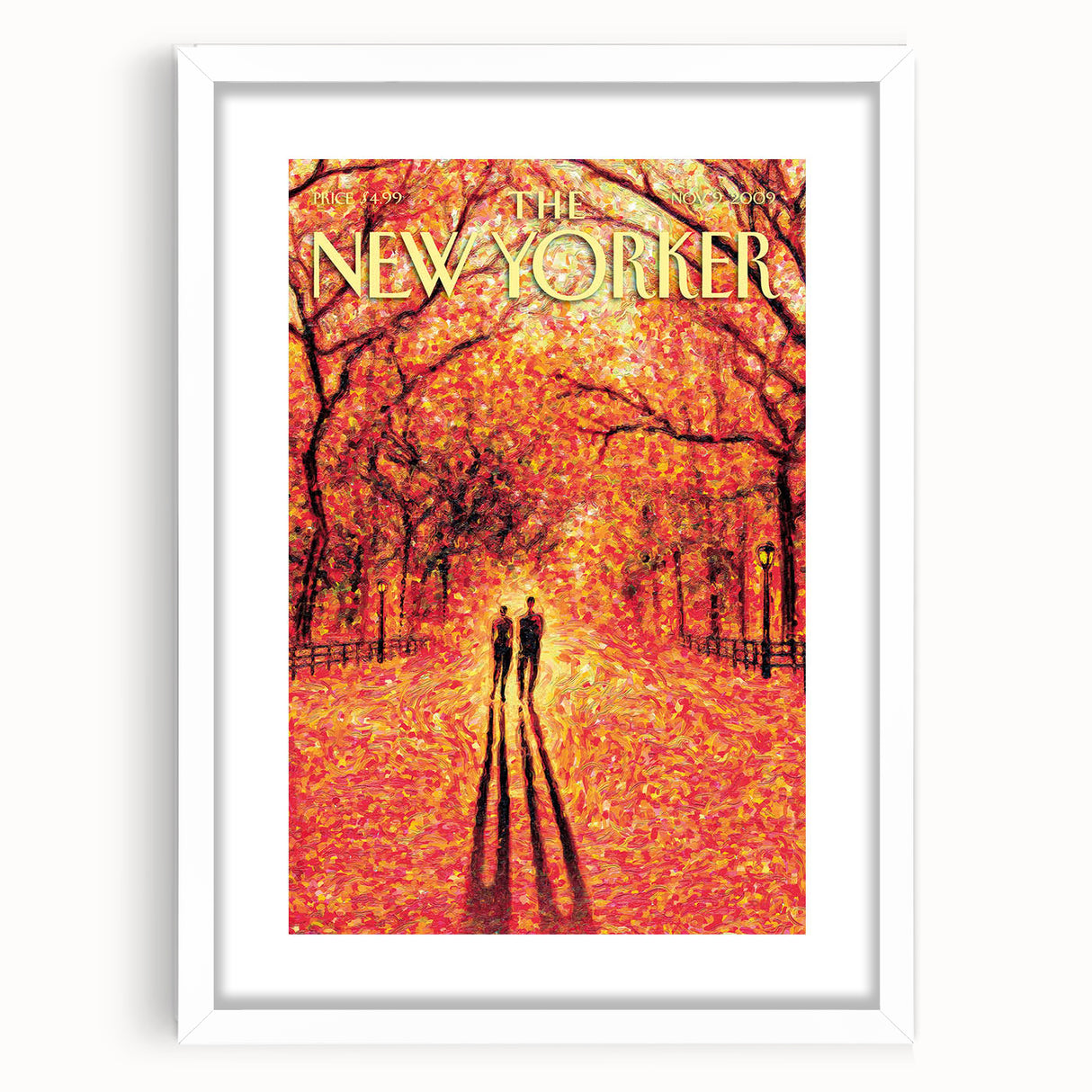 New Yorker November 9, 2009 – Romantic Fall Walk Art Print