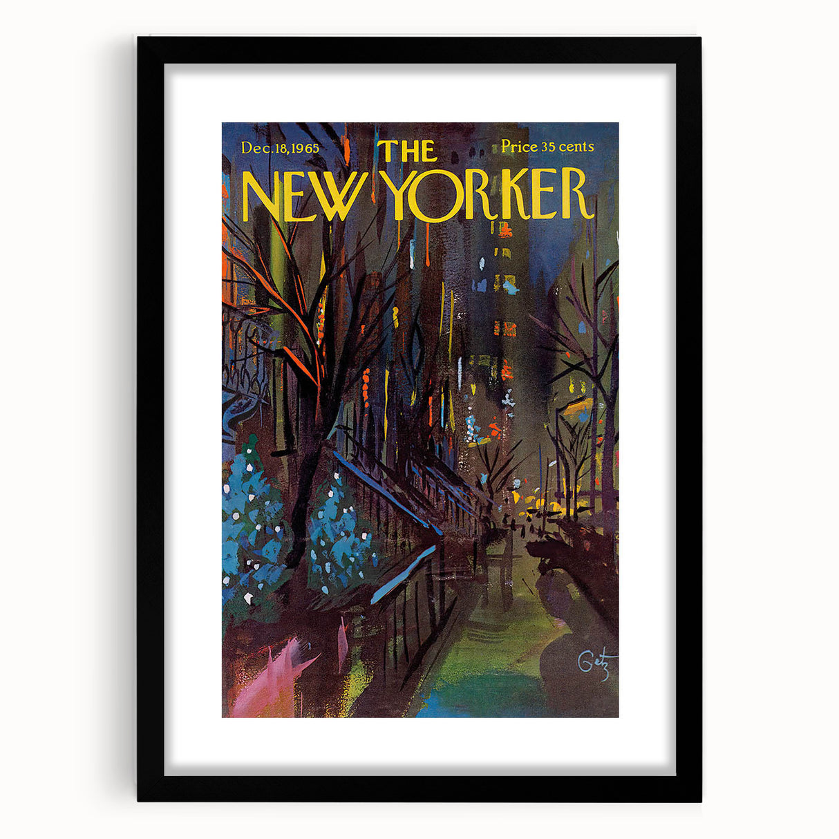 New Yorker December 18, 1965 – Vibrant Winter Cityscape Art Print