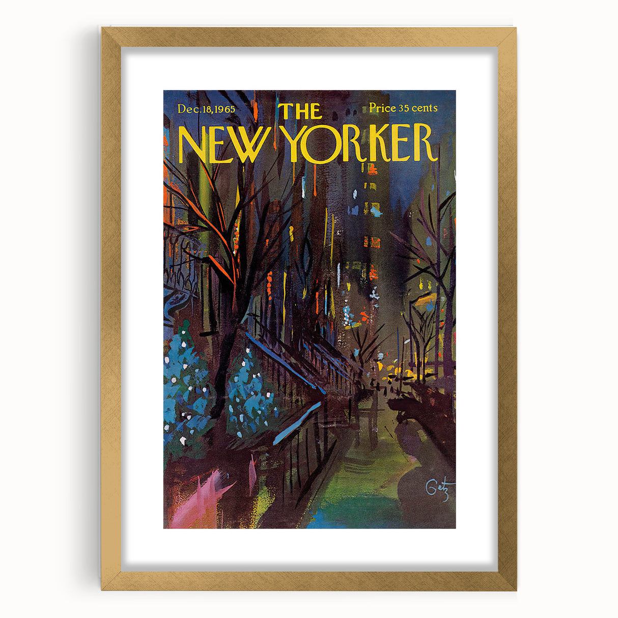 New Yorker December 18, 1965 – Vibrant Winter Cityscape Art Print