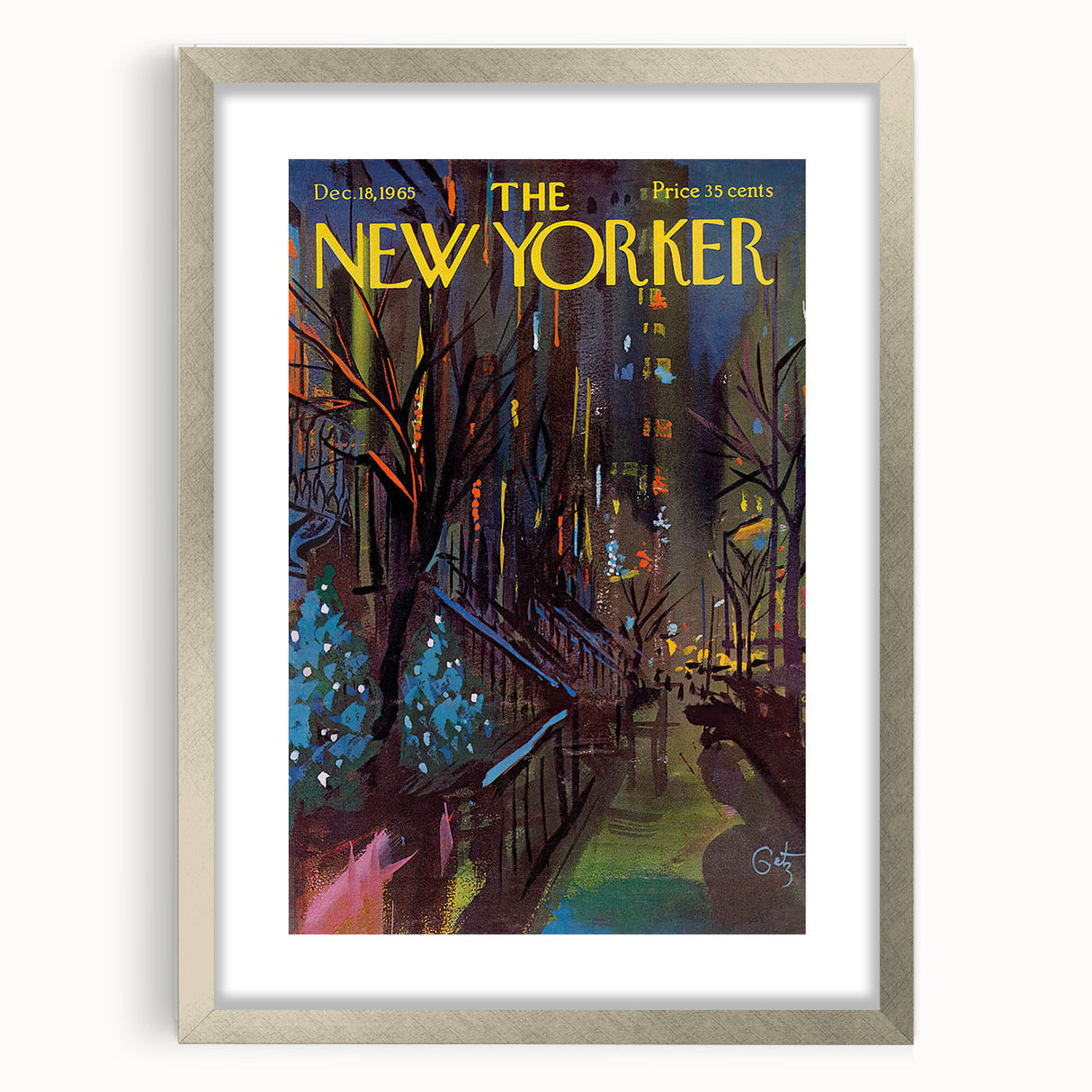 New Yorker December 18, 1965 – Vibrant Winter Cityscape Art Print